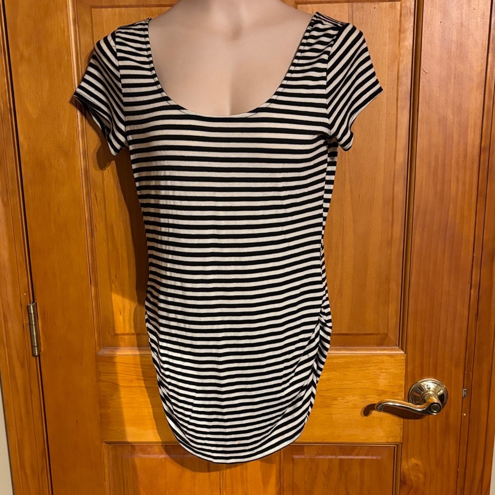 Maurices Black and White Striped Short Sleeve Top
